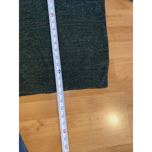 J Crew Henley Sweater Mens medium Heather Green Knit Long Sleeve Crew Neck - Picture 7 of 9